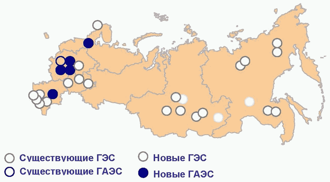 Карта россии с гэс аэс тэс