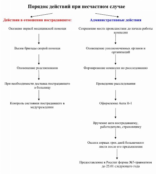 Схема действий при несчастном случае на производстве