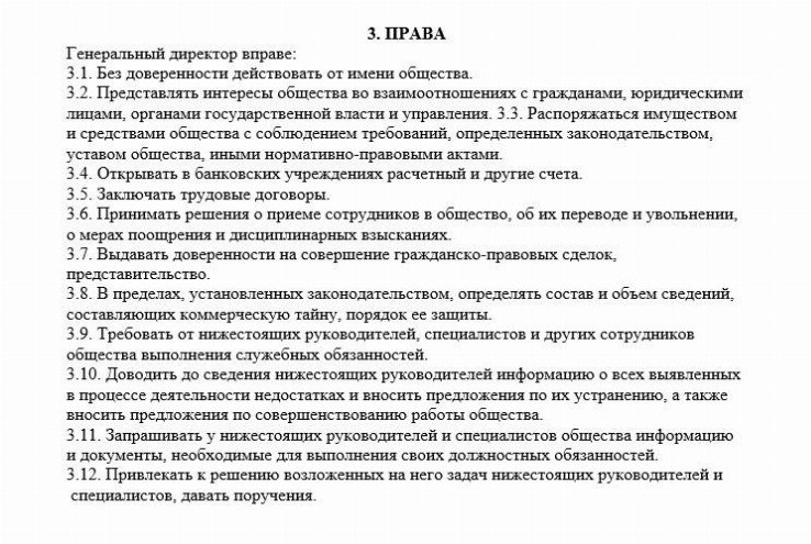 Должностная инструкция генерального директора образец