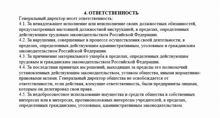 Должностная инструкция генерального директора ооо образец 2022