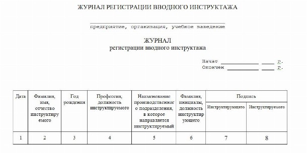 Выписка из журнала вводного инструктажа образец