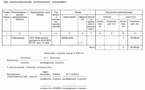 Сличительная ведомость инв 18 образец заполнения