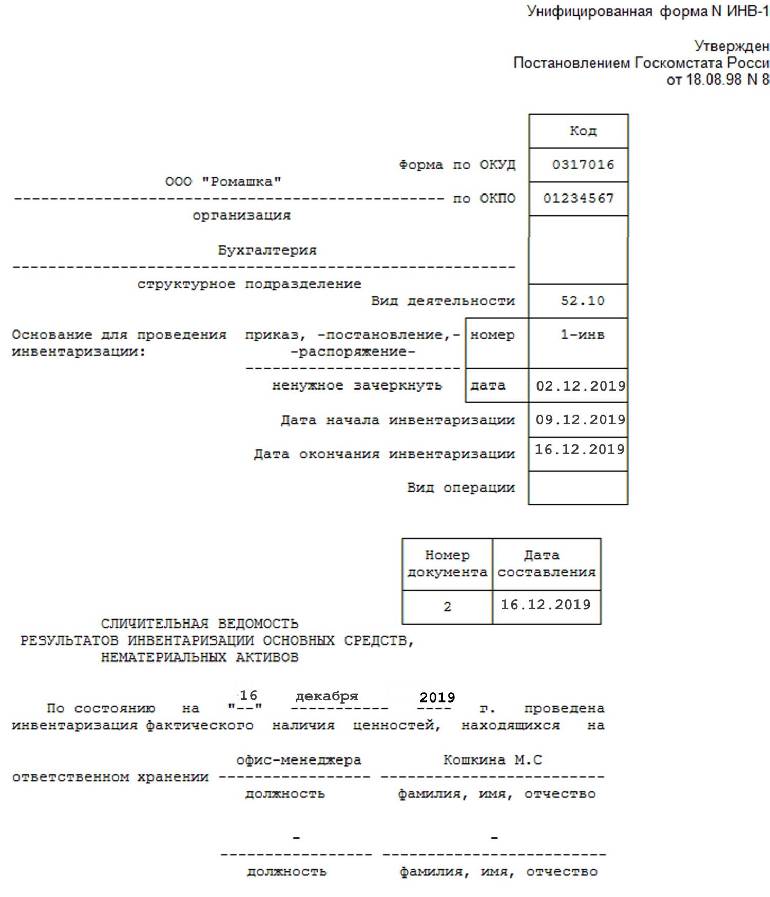 Приказ на годовую инвентаризацию образец 2022