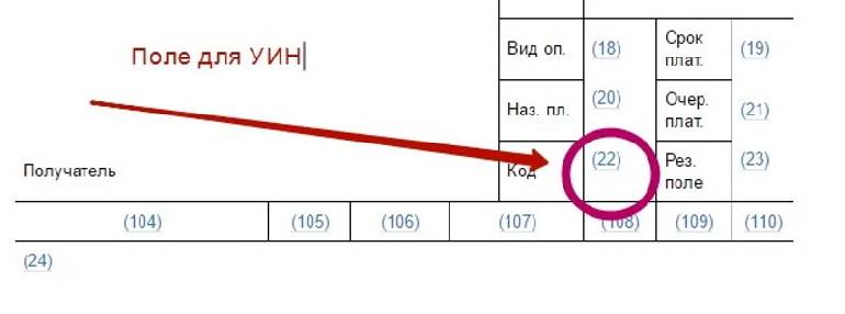 Платежное поручение уин в поле код образец