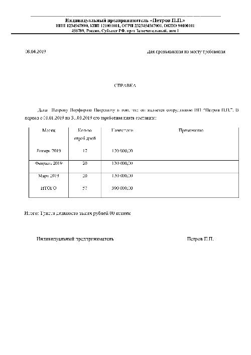 Образец справки работнику от ИП. Справка о доходах от ИП самому себе в 2024 году