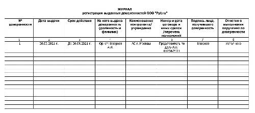 Образец журнала регистрации доверенностей в организации