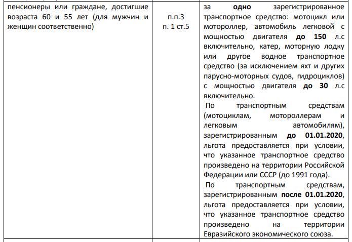 Автомобильный налог для пенсионеров