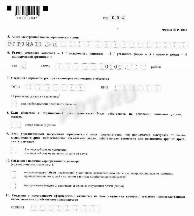 Образец заполнения новой формы 11001 в 2024 году