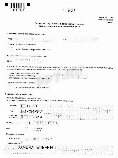 Образец заполнения новой формы 11001 в 2024 году