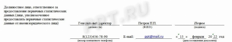 Образец заполнения формы 1-ТОРГ в статистику за 2021 год в 2022 году