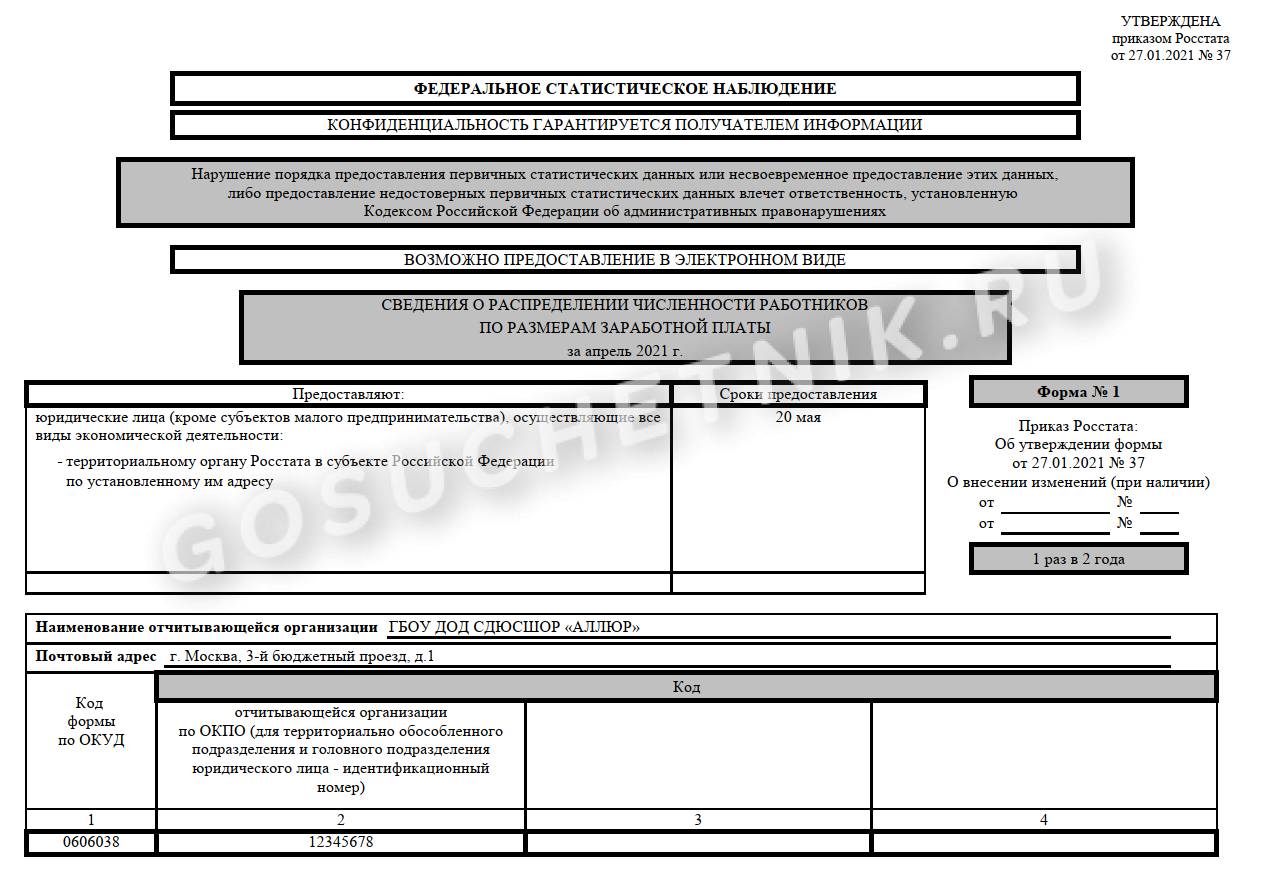 Инструкция по заполнению статистической формы 1 о распределении ...