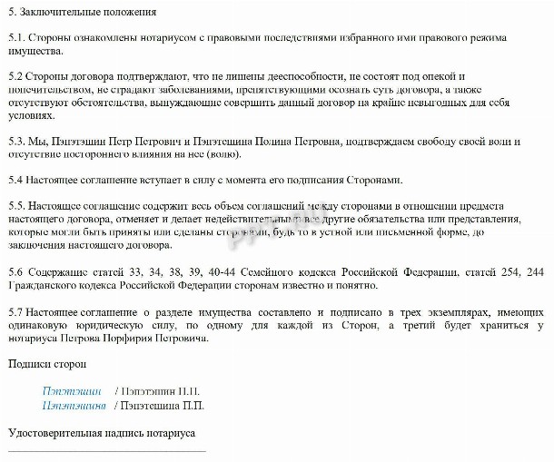 Образец соглашения о разделе имущества супругов в 2024 году. Образец ...