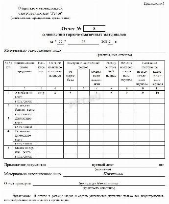 Отчет по расходу гсм за месяц образец