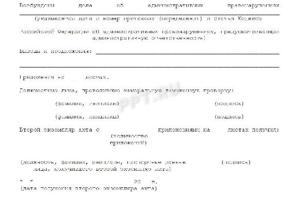 Акт камеральной таможенной проверки образец