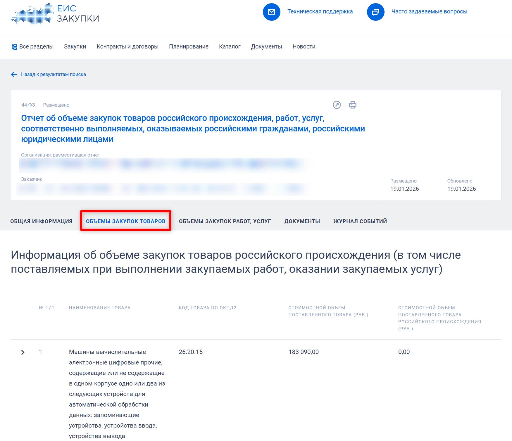 Образец отчета о закупках российских товаров по 44-ФЗ (стр. 1)