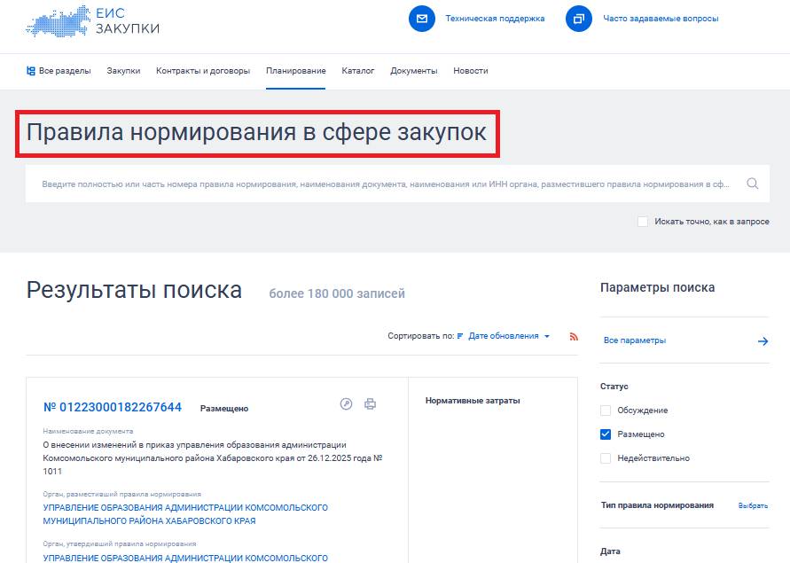 Нормирование закупок