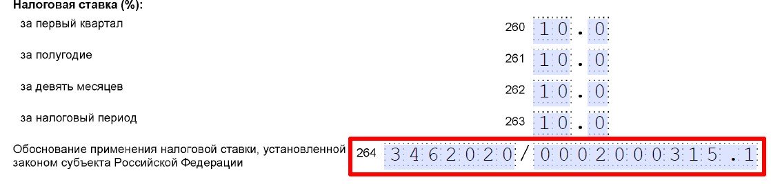 Усн строка 264 свердловская область. Код налоговой льготы.