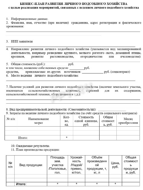 Образец социального контракта на ведение личного подсобного хозяйства в ...