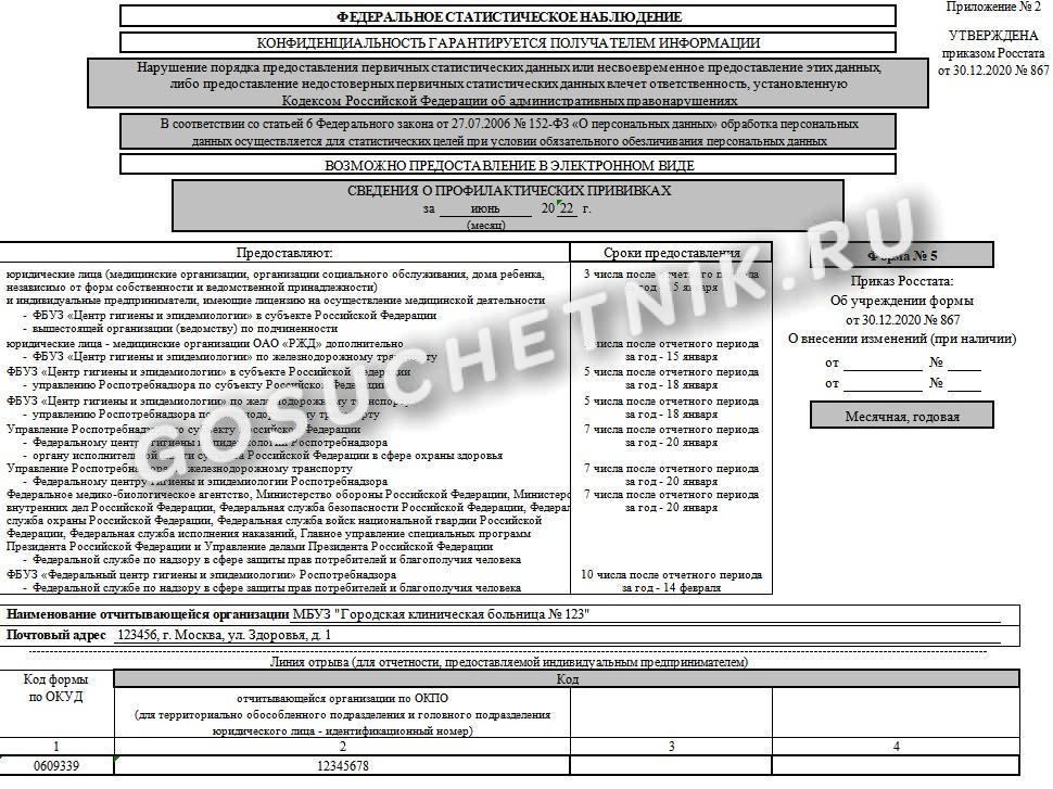 Образец бланка для отчёта об иммунной прослойке
