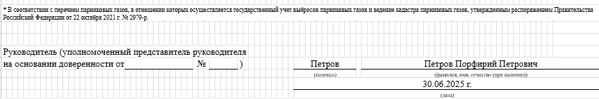 Подписанный отчет о парниковых выбросах Подписанный отчет о парниковых выбросах