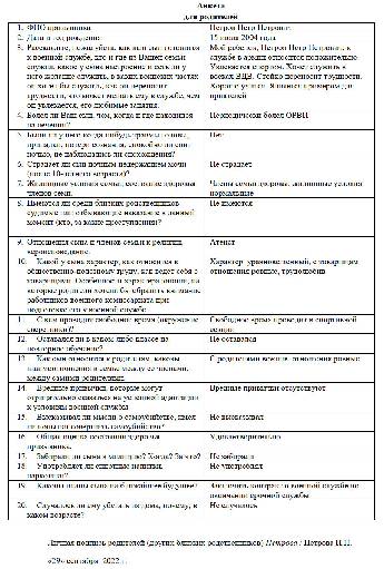 Анкета для родителей в военкомат образец