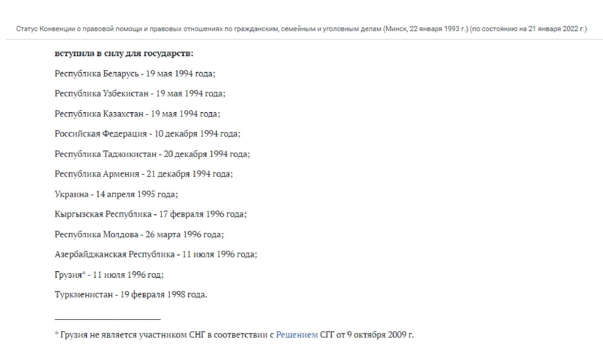 Список стран Минской Конвенции
