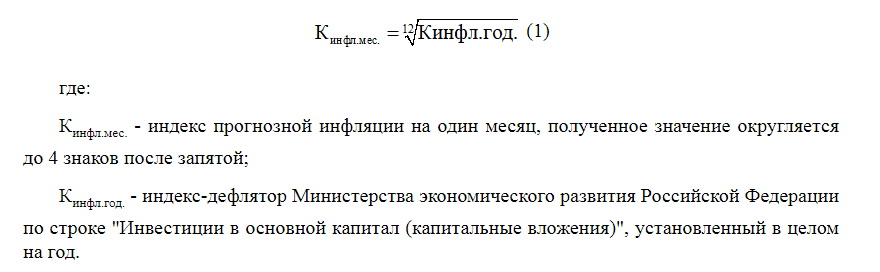 Формула расчета прогнозной инфляции на месяц