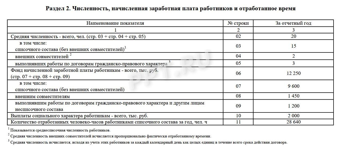 Раздел 2 формы МП (микро)