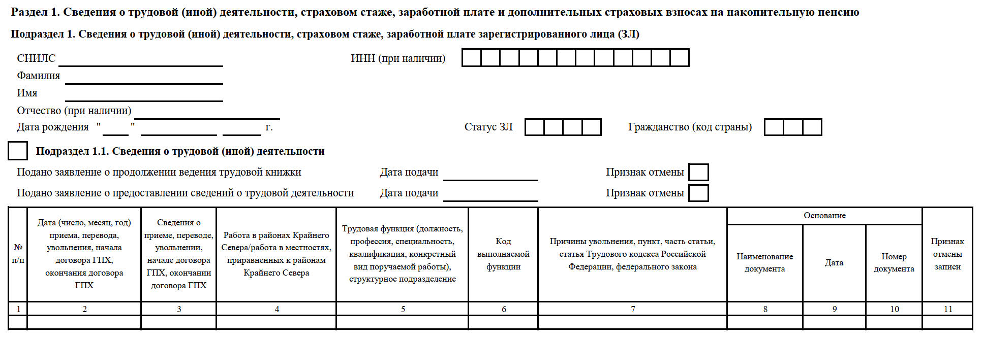 Сведения о страховом стаже. Форма СЗВ стаж в 2023 году. Подраздел 1.2 сведения о страховом стаже при увольнении. Отчет ЕФС-1 подраздел 1.3.