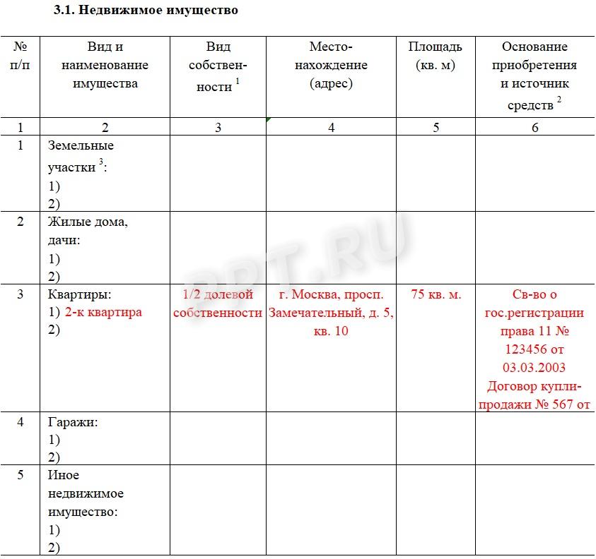 Образец справки о доходах, расходах и имуществе сотрудника МВД, стр. 4