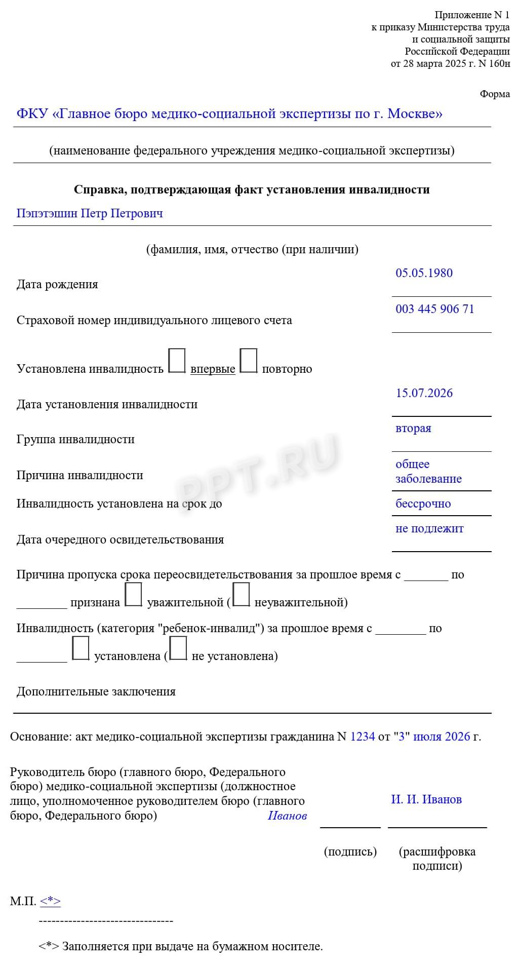 Как заполнить справку МСЭ для инвалидов второй группы