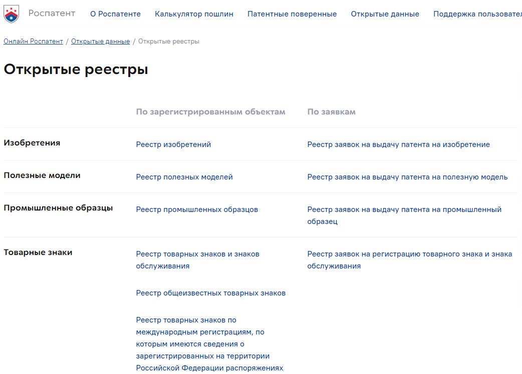 Реестр Роспатента