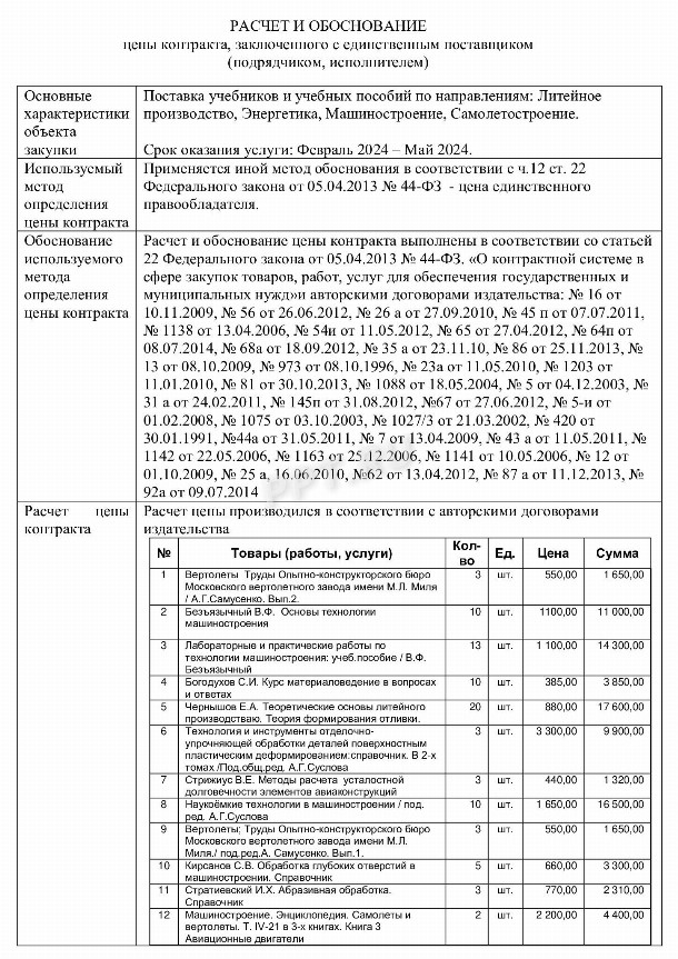 Отчет с обоснованием закупки у единственного поставщика 2024 | Скачать ...