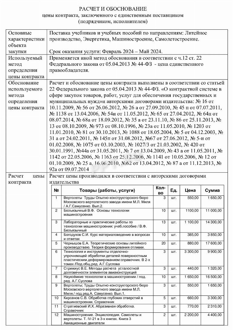 Отчет с обоснованием закупки у единственного поставщика 2024 | Скачать ...