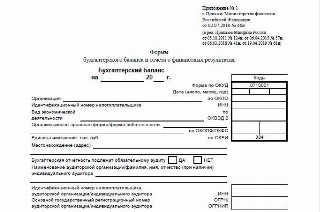 Форма бухгалтерского баланса