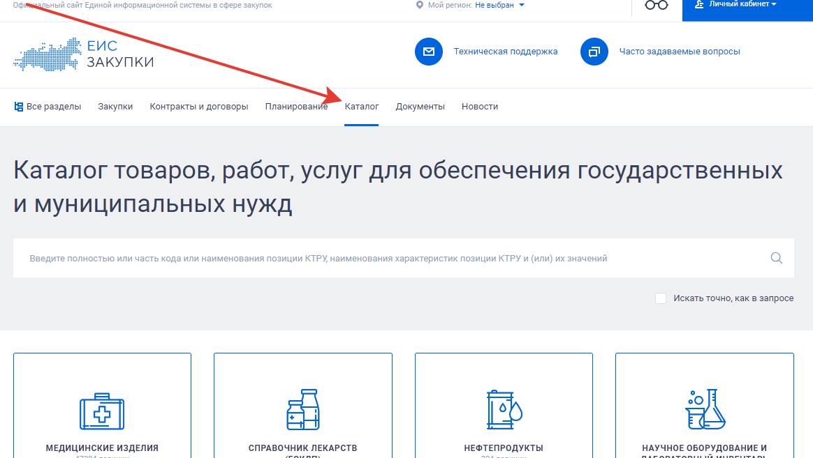Каталог товаров, работ и услуг на ЕИС