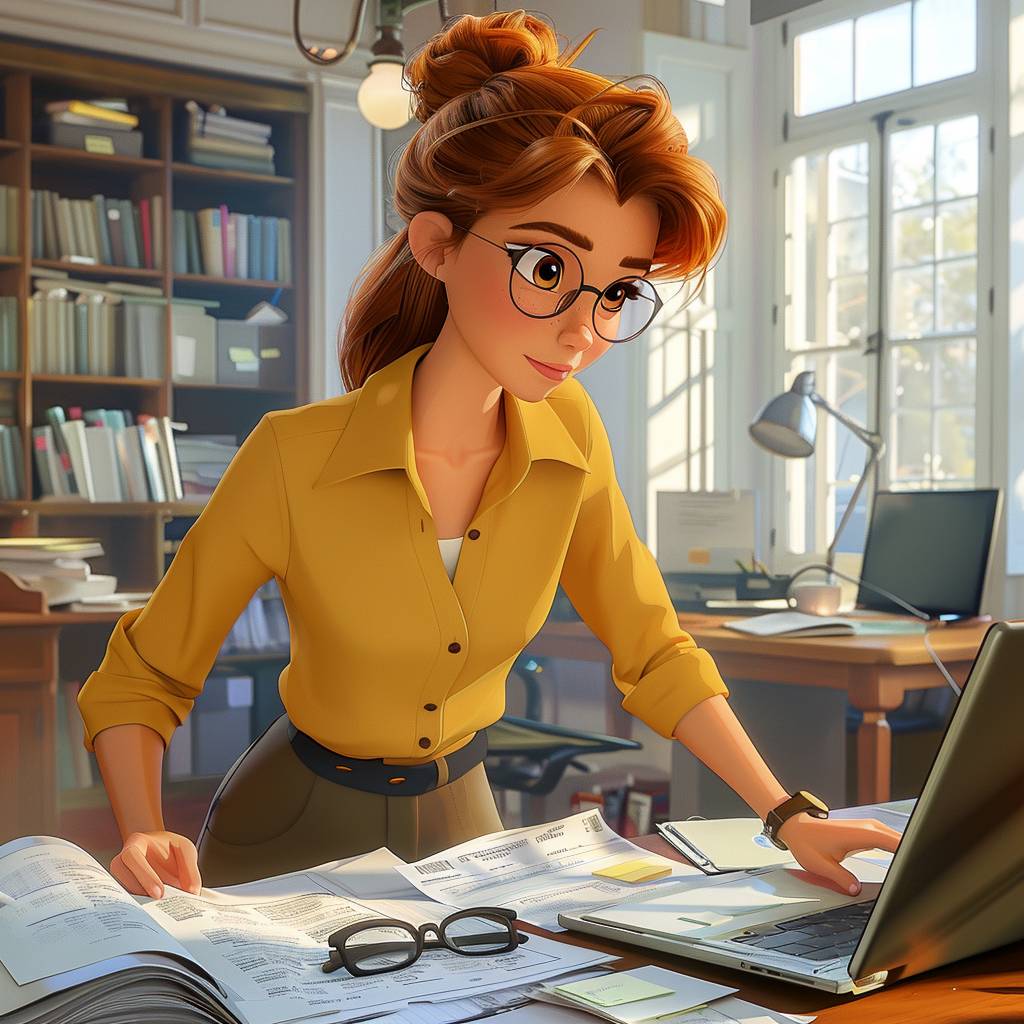 Красавица заполняет бухгалтерский отчет Красавица заполняет бухгалтерский отчет