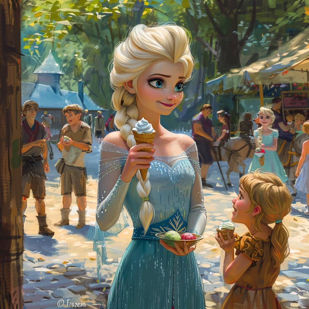 Эльца продает мороженное в парке Эльца продает мороженное в парке