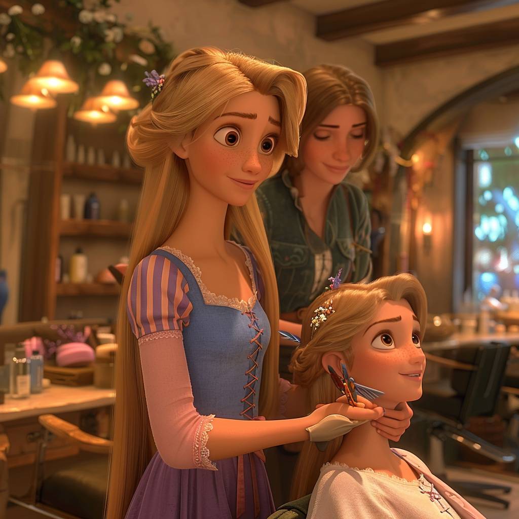 Рапунцель стрижет каре и делает эиртач Рапунцель стрижет каре и делает эиртач