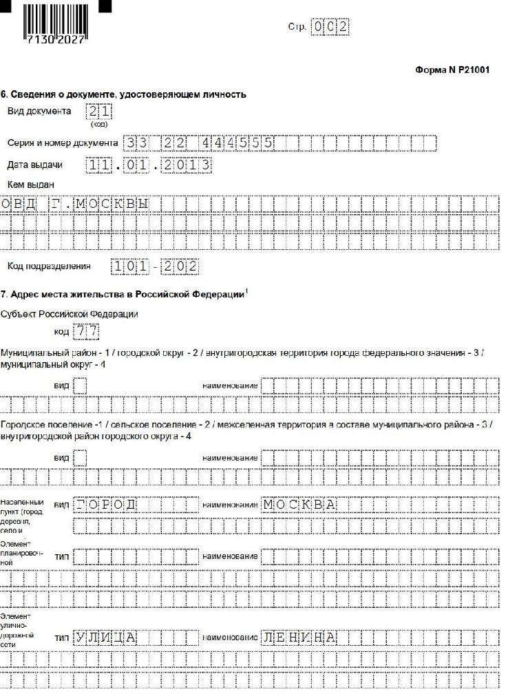 Как заполнить форму р21001 на компьютере