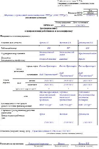 Командировка приказ т 9а образец