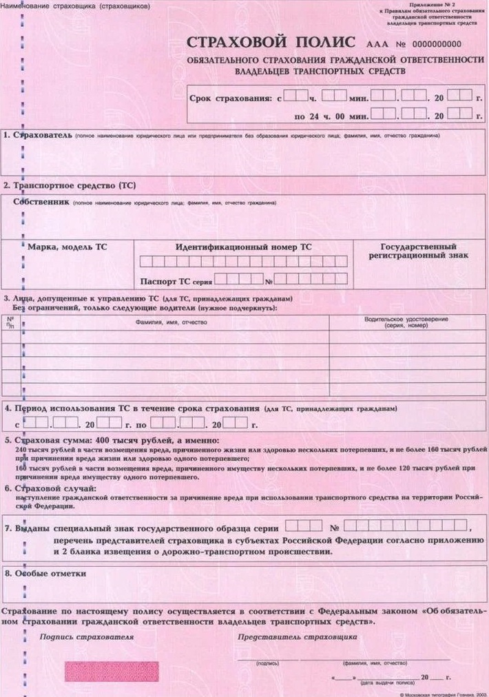 Страховой полис ОСАГО