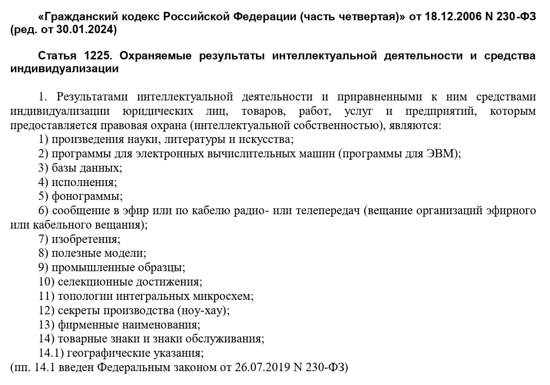 Статья 1225 ГК РФ Статья 1225 ГК РФ