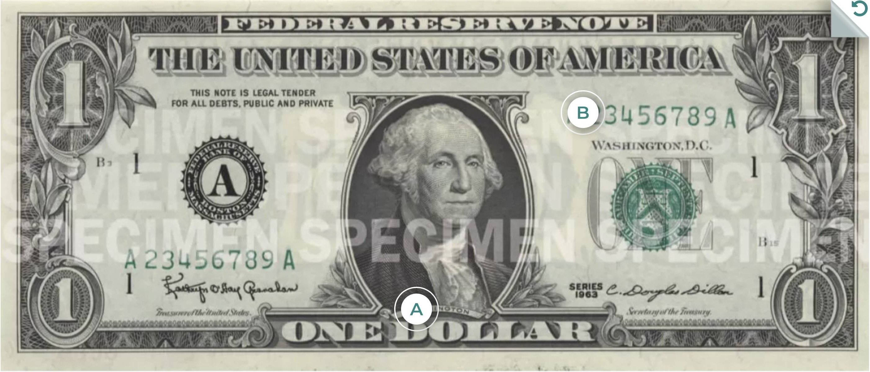 Один доллар 1963 г. выпуска Один доллар 1963 г. выпуска