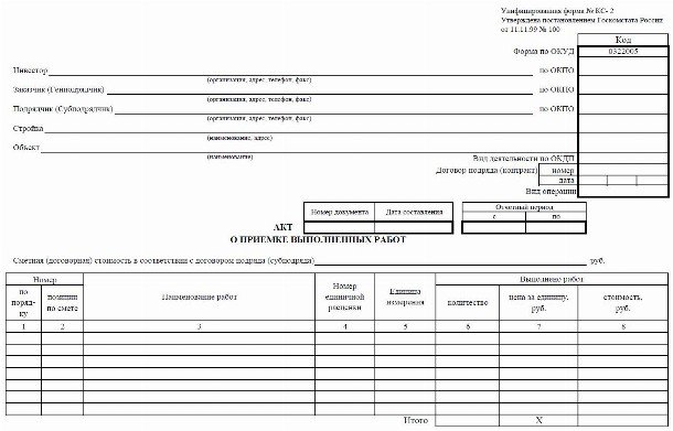 Кс 3 акт о приемке выполненных работ образец