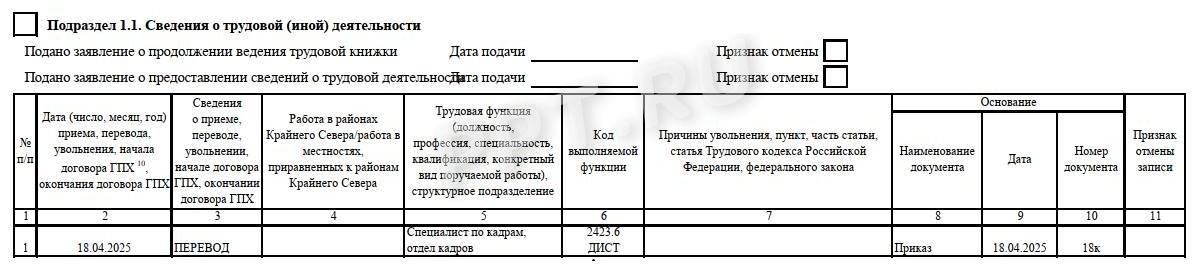 Заполнение ЕФС-1 при переводе на удаленку