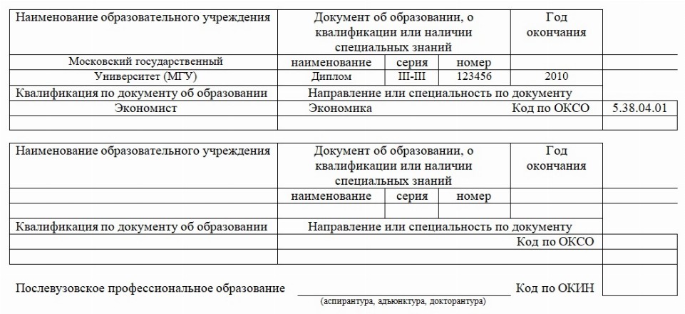 Изменение фамилии в личной карточке т 2 образец