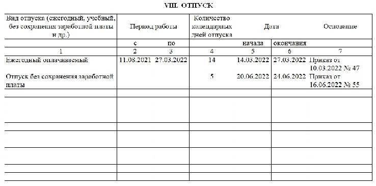 Личная карточка работника форма т-2. Карточка работника образец. Личная карточка работника образец заполненный. Т-2 отпуск бланк.