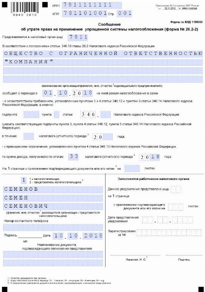 Информационное письмо о применении ОСНО: образец заполнения 2024