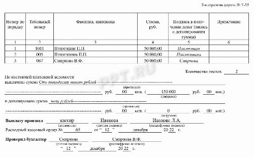 Как правильно заполнить платежную ведомость т 53 образец заполнения